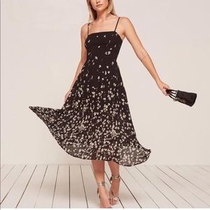 Reformation Black Floral Midi Dress